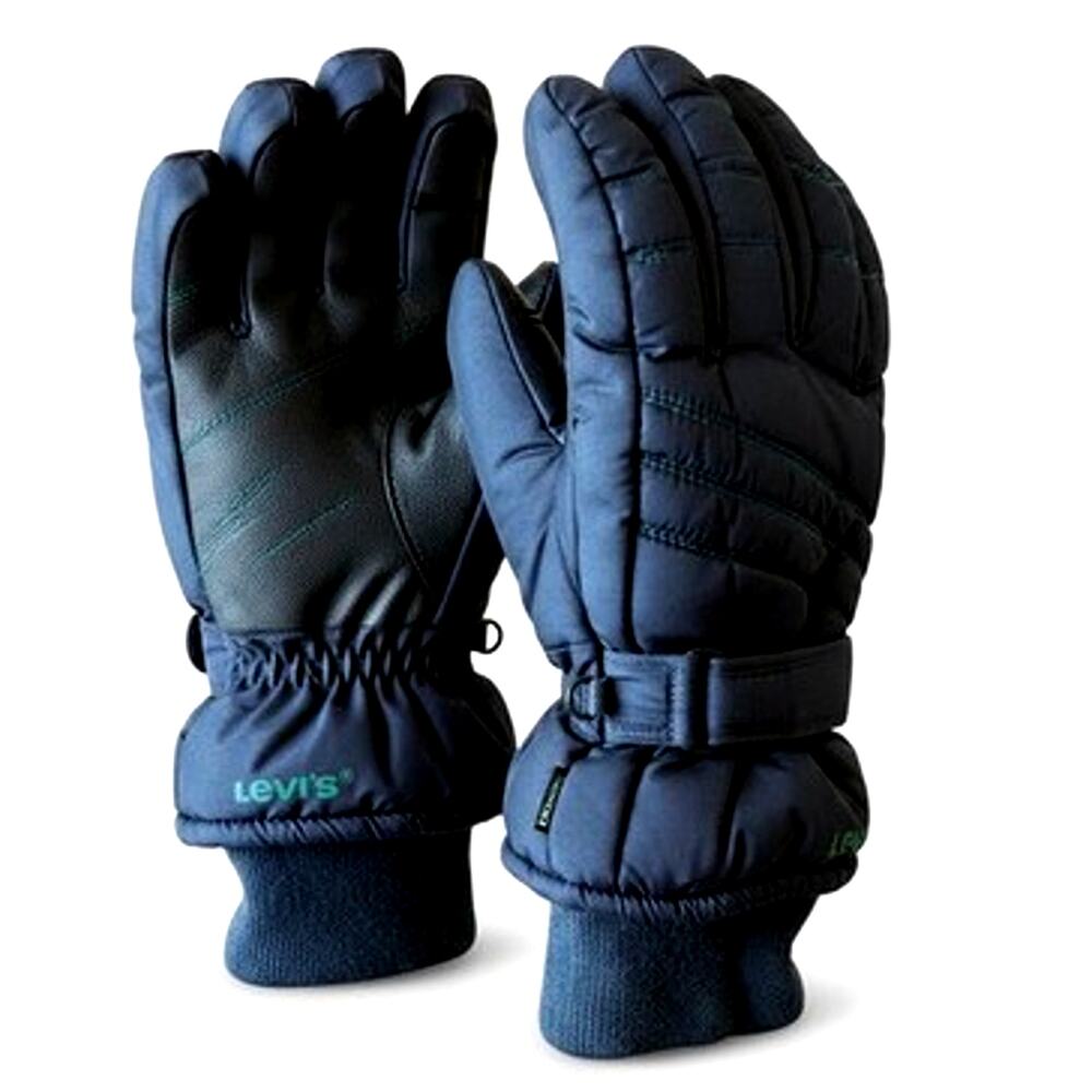 VTG Levis Winter Gloves Men Insulated Quilted Puffer Heavy Duty Ski Snow Black L
